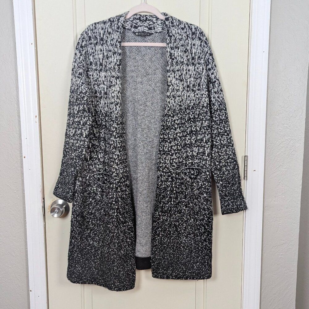 Athleta | Black White Marled Long Cardigan Size Small